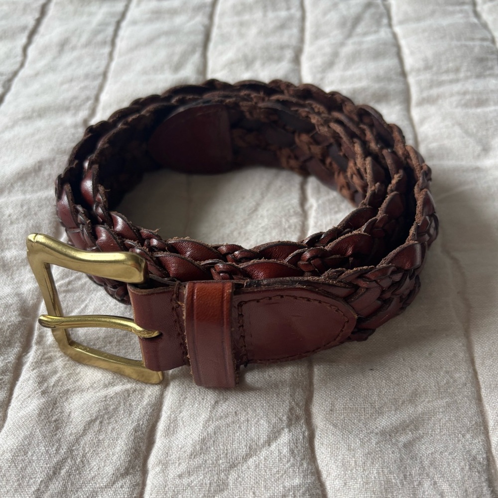 Vintage Talbots 100% leather and brass braided belt size M